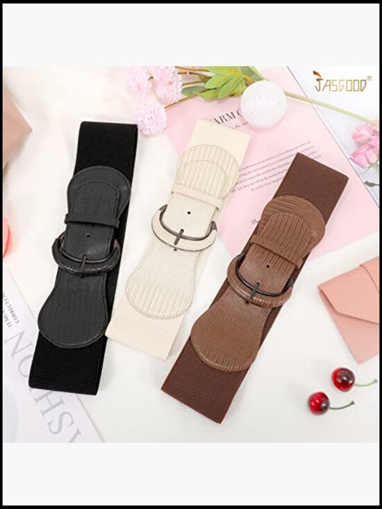 Stretchy Wide Waist Belt for Dresses Ladies Vintage Elastic Belts 3 Pack main image 5
